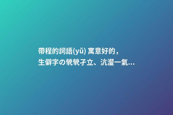 帶程的詞語(yǔ) 寓意好的，生僻字の煢煢孑立、沆瀣一氣、踽踽獨(dú)行、醍醐灌頂-第1張-觀點(diǎn)-玄機(jī)派